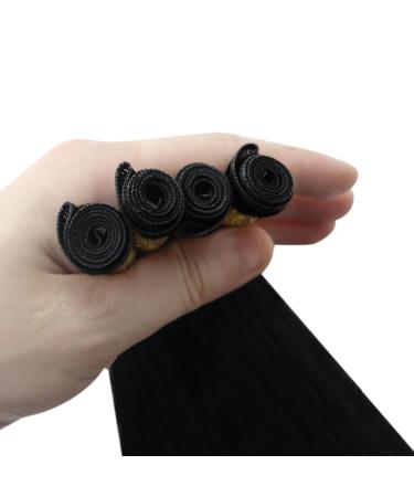 Youngsee Genius Weft Tressen - 45cm Black Virgin Remy Hair Extensions | Smooth Weft Real Hair Weave 25g - Buy Online on GoSupps.com