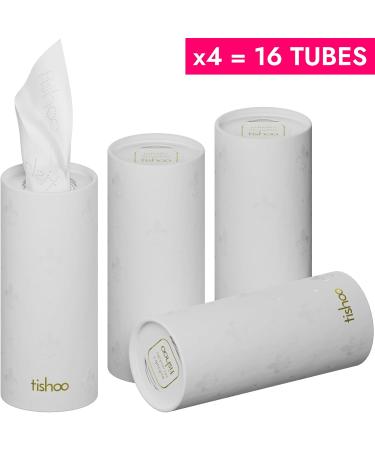 TiShoo Extra Soft 4-Latz Handkerchiefs with Moisturizer | Eco-Friendly 16 Tubes | Perfect for Car Home & Travel | White | 100% Plastic-Free Packaging - Buy Online on GoSupps.com