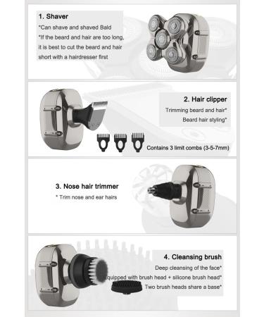 5 in 1 Head Shaver for Bald Men | Wet & Dry Rechargeable Hair Clipper | Nose Hair Trimmer & Face Washer - Ultimate Grooming Tool - Buy Online on GoSupps.com
