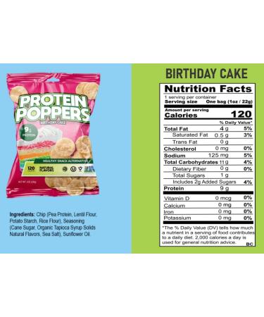 Protein Poppers Birthday Cake Snack | 9g Protein | 1oz, 10 Count Pack of 1 | Healthy Snack Alternative - Buy Online on GoSupps.com