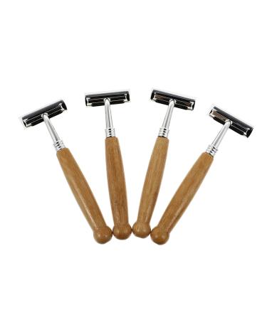 Healeeved 4 pieces of razor with bamboo grip back trimmer for men's shaving tool for the back even back razor razor for men classic man clipper handle made of bamboo