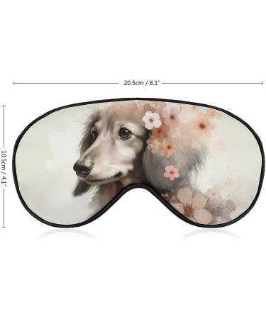 Watercolor Dachshund Sleeping Mask - Soft Pink Eye Mask with Flowers | Adjustable Light-Blocking Eye Cover for Women & Men - Buy Online on GoSupps.com