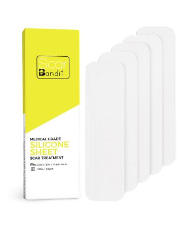 Scarbandit Silicone Sheet - Medical Grade Scar Healing & Flattening Patch - Clear  No Pain Removal - Surgery  C-Section  Wound Incision Mark Remover - Promotes Collagen & Repair - 5pcs 5.7x1.57in