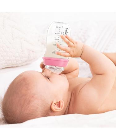 Gulicola Natural Glass Baby Bottle Gift Set - 3 oz & 5 oz, Extra Slow Flow Nipple, 0-3 Months - 4 Pack, Black/White Unisex - Buy Online on GoSupps.com