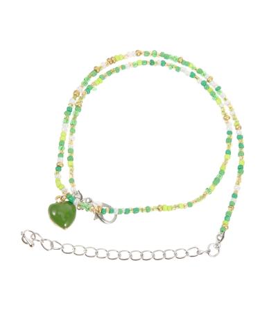Mikinona Beaded Chocker Colorful Heart Pendant Womens Summer Accessories Beach Necklace Women Necklace Girl Set Bohemian As Shown 1 49X2CM