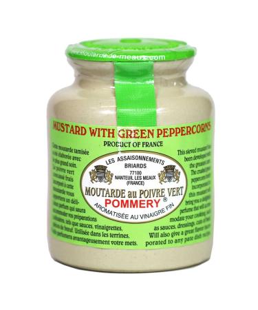 Pommery - Gourmet Green peppercorn Mustard from France in crock 8.8oz 8.8 Ounce (Pack of 1)