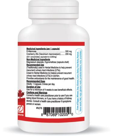 Nutridom D-Mannose 500mg with Cranberry 25x 200mg (5 000mg QCE) UTIs Relief Helps Prevent Urinary Tract Infections Non-GMO Vegan Gluten Free (60 Veggie Capsules) - Buy Online on GoSupps.com