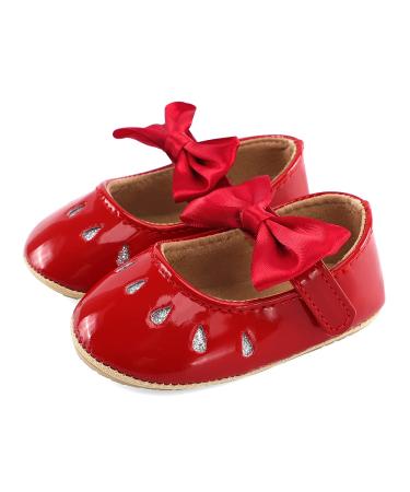 LACOFIA Baby Girls Anti-Slip First Walking Shoes Infant Bowknot Mary Jane Princess Party Shoes Prewalkers 6-12 Months F Red - Buy Online on GoSupps.com