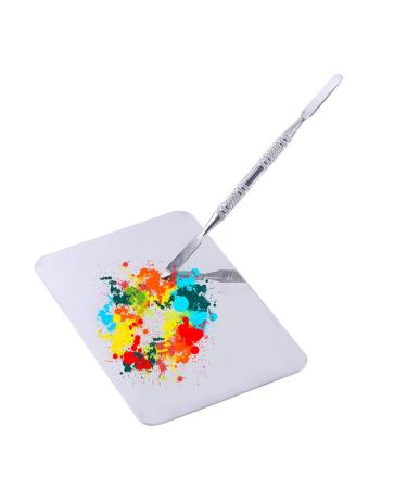 Small Stainless Steel Makeup Palette Rectangle Shape Mixing Plate Tools With Spatula