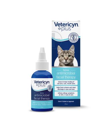 Vetericyn Plus Feline Facial Therapy. to Care for Cat Acne, Cuts, Mouth Sores, and Irritated Eyes and Ears on Cats of All Ages. Non-Toxic and Safe if Ingested. (2 oz)
