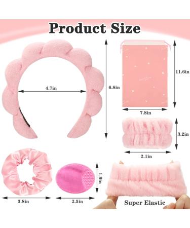 FOSUYI Makeup Headband and Towels Wristbands Set for Washing Face - Pink Spa Accessories for Women - Buy Online on GoSupps.com