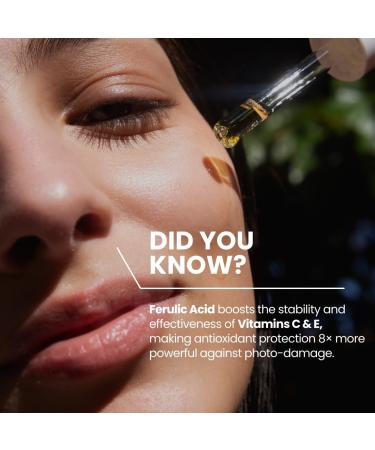 VEGANIS Ferulic C Luxe Serum 15% Vitamin C 1% Vitamin E & 0.5% Ferulic Acid Antioxidant Face Serum for Radiant Firm Looking Skin Helps Reduce the Appearance of Lines & Wrinkles Vegan Formula - Buy Online on GoSupps.com
