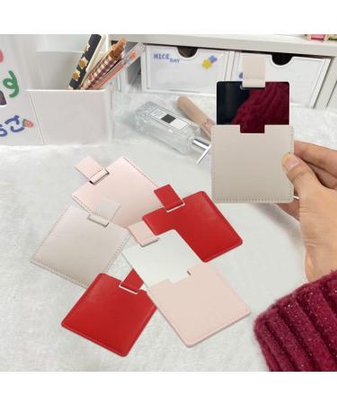 Bruchsproof Stainless Steel Compact Wallet Mirror | Unbreakable Travel Razor Mirror with PU Leather Shell | Ideal Gift for Men & Women - Red - Buy Online on GoSupps.com