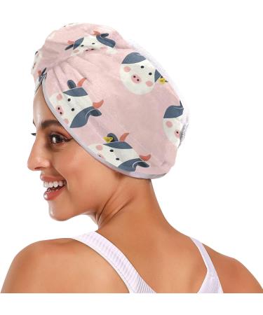 Cow Pink Hair Towel 2 Pack - Super Absorbent Quick Dry Hair Turbans for Women & Girls - Buy Online on GoSupps.com