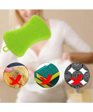 Silicone Sponge Kitchen Dish Cleaning Sponge Multi-purpose Scrubber Cleaning Pot Cleaning Brush Panda Bowl Fruit Vegetable Green - Buy Online on GoSupps.com