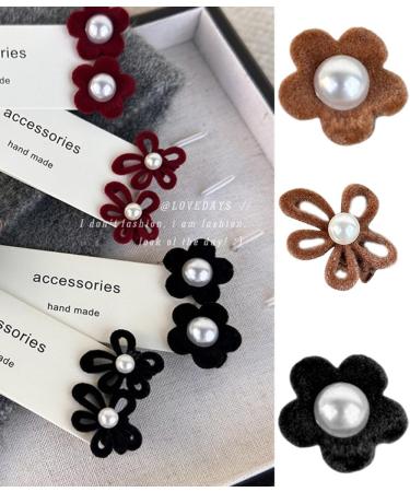 hgnxa Girl Flower Flocking Hair Clip Sweet Handmade Cute Hair Duckbill Clip Headwear Hair Headwear for Women Girl Brown hollow flower - Buy Online on GoSupps.com