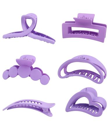 YOOOYOOO Purple Hair Claw Clips  Light Lightweight Strong Hold Nonslip Matte Claw Hair Clips for Thick Hair & Thin Hair & Curly Hair  90's Vintage Jaw Clips for Women & Girls (TYPE32)