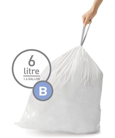 simplehuman Code B 6L/1.6 Gallon Custom Fit Trash Bags - 90 Count - White Liners - Buy Online on GoSupps.com