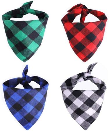 Oyccen 4PCS Checkered Dog Bandanas - Cotton Dog Scarves for Small Medium & Large Dogs & Cats - Buy Online on GoSupps.com