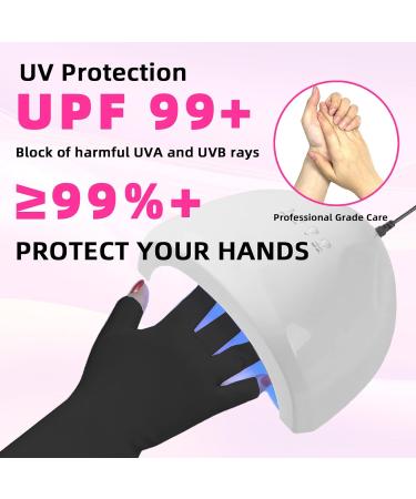 Baofuwan 2 Pairs UV Gloves for Nail Lamp Professional UPF50+ UV Protection Gloves for Manicures Nail Art Fingerless Gloves That Shield Skin from The Sun and Nail Lamp(Black) - Buy Online on GoSupps.com
