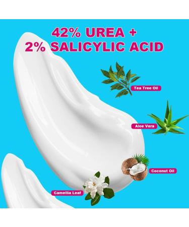 Urea Cream 42 Percent for Feet - 42% Urea Foot Cream with 2% Salicylic Acid & Hyaluronic Acid - For Feet Hands Heels Elbows Nails & Knees - 4 oz - Buy Online on GoSupps.com