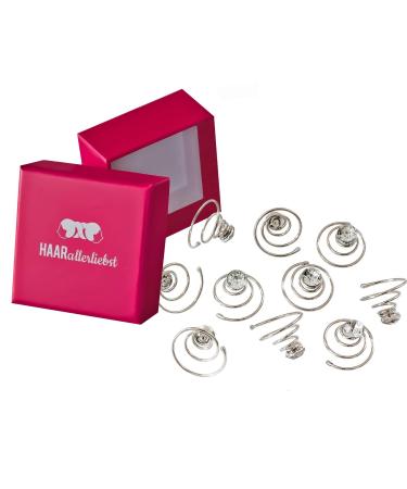 Hair -like hair clamps with rhinestone stones diamonds (10 pieces | silver | 1.5cm) for updo wedding including box for storage (box color: pink) - Buy Online on GoSupps.com