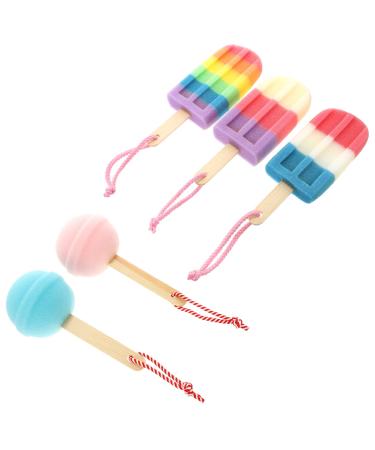 Healifty 5Pcs Lollipops Bath Sponge Child Bath Shower Sponge Pouf Loofah Mesh Brush Shower Ball Cute Loofah Body Scrubber  Random Color