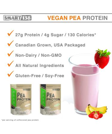 Smart138 Vanilla Pea Protein Powder - Vegan, Gluten-Free, Dairy-Free, Non-GMO, Keto Friendly - Natural BCAAs - 1000g / 2.2lbs - USA/Canada (Pack of 1) - Buy Online on GoSupps.com