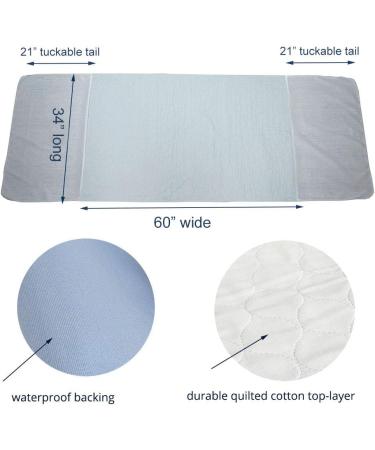 Careboree Pack of 2 Cotton Top-Layer Reusable Tuckable Underpads Incontinence Bed Pads Queen 34"X60" Washable 21" Wings White 34x60 Inch (Pack of 2) - Buy Online on GoSupps.com