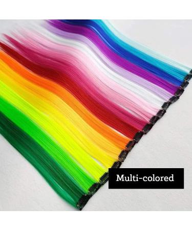 Vebetter Coloured Hair Extensions Clips 24 Pieces Colourful Hair Extensions Clip Rainbow Colour Straight Synthetic Hairpiece Party Highlights Colourful Clip in Hair Extensions for Women Girls  - Buy Online on GoSupps.com