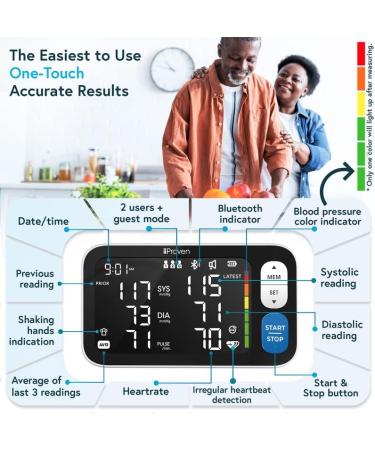 iProven 2023 Smart Upper Arm Blood Pressure Monitor - 500 Memory Sets - Large Adjustable Cuff - Backlit Display - Bluetooth App - Home Use - Buy Online on GoSupps.com