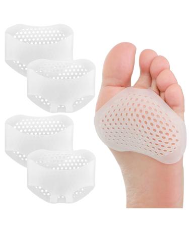 Sibba Foot Pads Cushions 4 Pairs Elastic Silica Gel Bottom Heels Feet Protector Inserts Callus Metatarsal Pain Relief Bunion Forefoot Cushioning