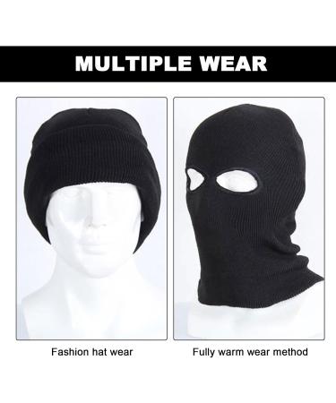 Skhaovs 2 Pack Knitted Sturm Hood Warm Winter Ski Mask Balaclava for Men & Women | Black Full Face Mask for Outdoor Sports - Buy Online on GoSupps.com