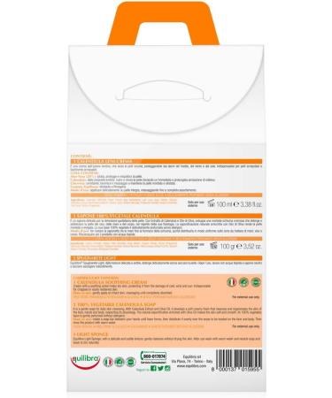 Equilibra Corpo Calendar Kit Calendula Leni-Lenictive Cream for dry hair 100% Vegetable Calendula Soap Cleansing and Softening Light Sponge that gently cleans Gift wrapping - Buy Online on GoSupps.com