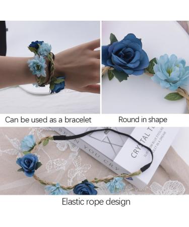 Flower Crown Floral Headband for Women Girls Flower Headbands for Girls Women Flowers for Hair Blue Floral Hair Accessories for Girls Teenagers Flower Hair Band Floral crown for Girls Women - Buy Online on GoSupps.com