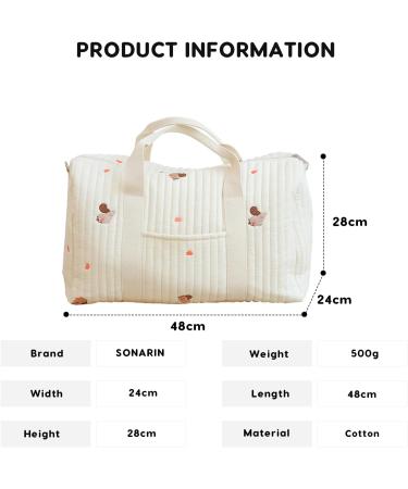 Sonarin Big Capacity Embroidery Baby Diaper Bag - Lightweight Travel Hand Luggage with Shoulder Straps - Perfect for Parents - Buy Online on GoSupps.com