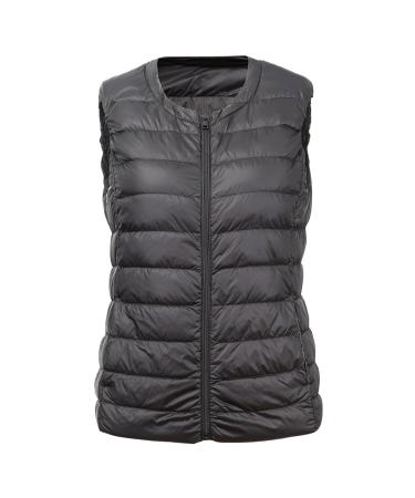 oelaio Womens Puffer Vest Stand Collar Zip Up Sleeveless Quilted Jackets Plus Size Lightweight Slim Fit Gilet Coat Pocket Black