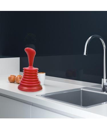 Shower Plunger Sink Cleaner with Ergonomic Handle | Bathroom Drain Cleaner Tool for Unclogging Slow Sinks Tubs and Showers Small and Powerful Red - Buy Online on GoSupps.com