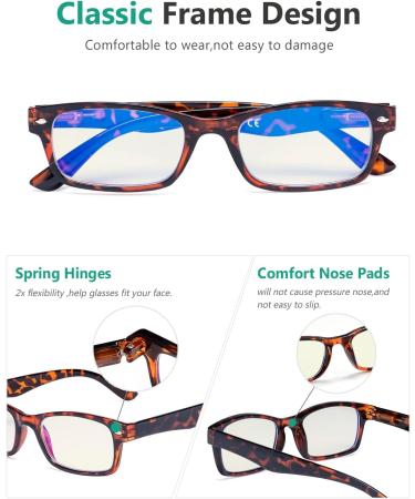 Eyekeper Spring Hinges Computer Reading Glasses | UV Protection Anti-Blue Light Scratch-Resistant | Yellow Tinted Tortoise BB40 Lens - 3.5 Diopters - Buy Online on GoSupps.com