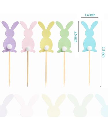Hosiwei Easter Bunny Food Picks for Cake Decoration 25Pcs Wooden Bunny Picks with Spring Theme for Easter Party Supplies Easter Decorations for Dessert Table - Buy Online on GoSupps.com
