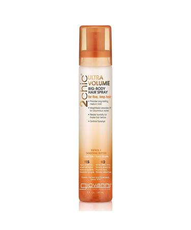 GIOVANNI 2chic Ultra-Volume Big Body Hair Spray  5 oz. - Daily Volumizing Formula with Papaya & Tangerine Butter  Promotes Weightless Control for Fine Limp Thin Hair  No Parabens  Color Safe