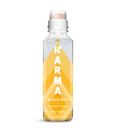 Karma Wellness Flavored Vitamin Water, Pineapple Coconut, Improve Hydration with Green Tea and Magnesium, Low Calorie, Refreshing Vitamin Enhanced Water with Antioxidants, 216 Fl Oz (Pack of 12)