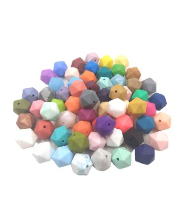 30pcs 17mm Silicone Polygon Pearl Beads Silicone Geometric Icosahedron Shape Beads Necklace Bangle DIY Beading Accessory (Mix Color)