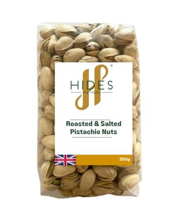Hides Fine Foods - Roasted & Salted Pistachio Nuts 350g - GMO Free - Suitable for Vegetarians - Cooking - Salads - Snacking - Dessert - Cakes - Cookies