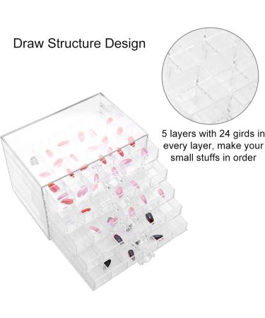 Demeras Nails Organizer Art 23x18x17 120 Grids Nail Decoration Sequence Organize Box Transparent Empty Nail Art Storage Box - Buy Online on GoSupps.com
