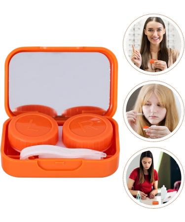 Exceart Cute Bear Travel Contact Lens Case - 4 Compact Boxes with Mirror for Outdoor & Office Use - Orange - Buy Online on GoSupps.com