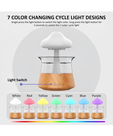 Rain Cloud Humidifier with Remote Controller | 7 Light Colours | Timer | 3-in-1 Aroma Diffuser | Multifunctional Mushroom Rain Lamp | Wood Finish - Buy Online on GoSupps.com
