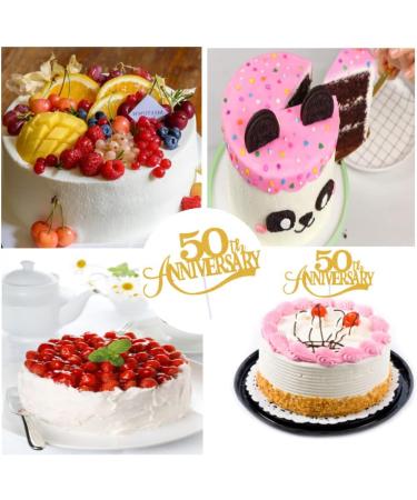 KREDHONG Golden Wedding Cake Topper 50th Anniversary Cake Topper Golden Wedding Anniversary Decorations for 50th Birthday Wedding Anniversary Decorations - Buy Online on GoSupps.com