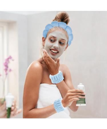 Sibba 3pcs Soft Sponge Spa Headband Set for Women | Terry Fabric Makeup & Face Washing Headbands | Ideal for Yoga Sport & Shower (Blue) - Buy Online on GoSupps.com