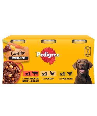 Pedigree Cuisine Dog Food - Cans in Sauce for Adult Dogs - 3 Varieties - 3x800g - Pack of 4 4x3x800g (Pack of 12)